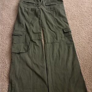 Green Cargo Pants with Patch Pockets and Adjustable band to make it tighter